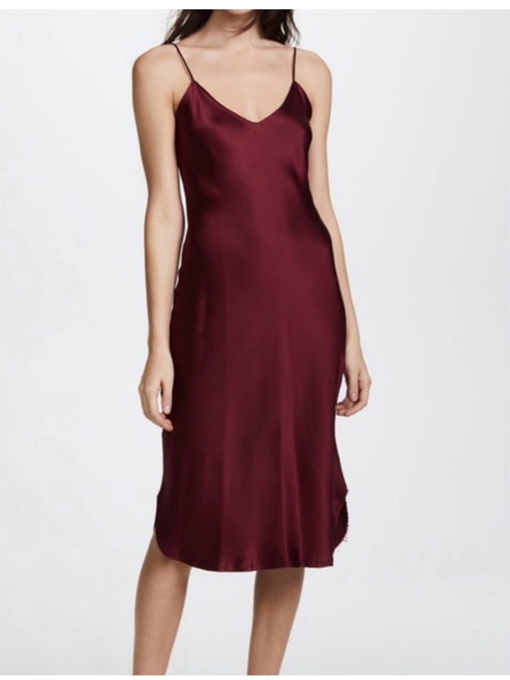 Nili Lotan Burgundy Silk Slip Dress